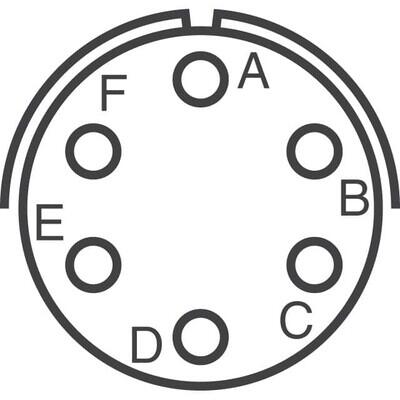 6 Position Circular Connector Receptacle, Male Pins Solder Cup - 2