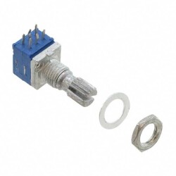 20k Ohm 2 Gang Linear Panel Mount Potentiometer 1 Turns Carbon 0.05W, 1/20W PC Pins, Board Locks - Bourns Inc.