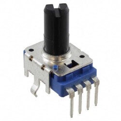 10k Ohm 1 Gang Linear Through Hole, Snap In Potentiometer 1.0 Turns Carbon 0.05W, 1/20W PC Pins, Board Locks - Bourns Inc.