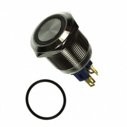 Pushbutton Switch SPDT Anti-Vandal, Illuminated Panel Mount, Front - E-Switch