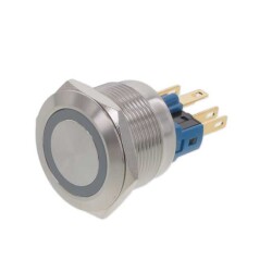 Pushbutton Switch SPDT Anti-Vandal, Illuminated Panel Mount, Front - E-Switch