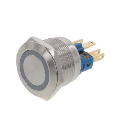 Pushbutton Switch SPDT Anti-Vandal, Illuminated Panel Mount, Front - 1