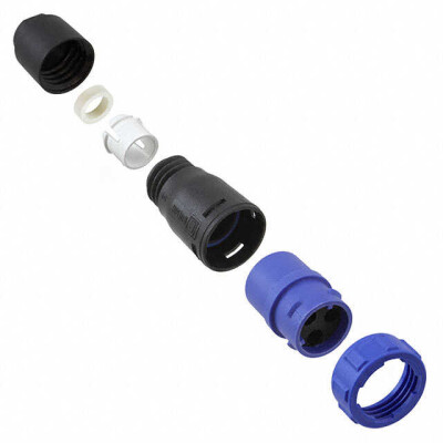 3 (Power) Position Circular Connector Plug Housing Free Hanging (In-Line) Backshell, Coupling Nut, UV Resistant - 1