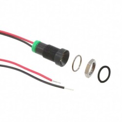 LED Panel Indicator Green Diffused 100° 2V 20mA Wire Leads - 7.87