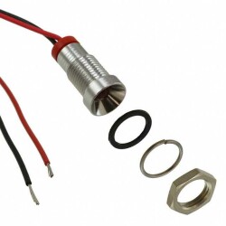 LED Panel Indicator Red Diffused 100° 2V 20mA Wire Leads - 7.87