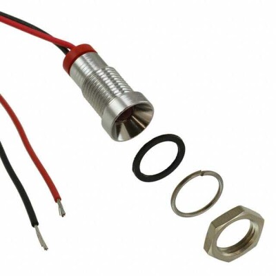 LED Panel Indicator Red Diffused 100° 2V 20mA Wire Leads - 7.87