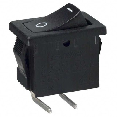 Rocker Switch SPST 15A (AC) 125 V Panel Mount, Snap-In, Right Angle - 1