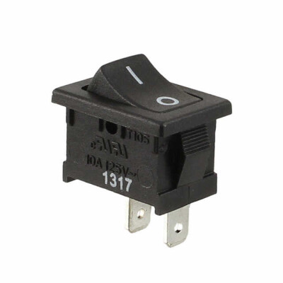 Rocker Switch SPST 10A (AC) 125 V Panel Mount, Snap-In - 1