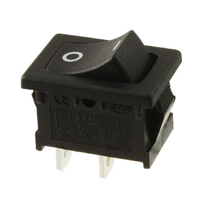 Rocker Switch SPST 10A (AC) 125 V Panel Mount, Snap-In - 1