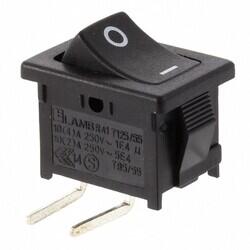 Rocker Switch SPST 16A (AC) 125 V Panel Mount, Snap-In, Right Angle - E-Switch