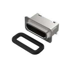 USB - micro B USB 2.0 Receptacle Connector 5 Position Board Edge, Cutout; Surface Mount; Through Hole, Right Angle - 1