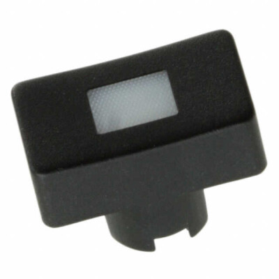 Rectangular, Concave Tactile Switch Cap Black, Frosted White Lens Snap Fit - 1