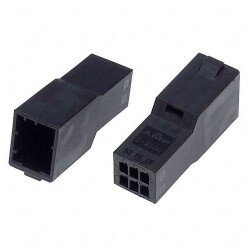 6 Rectangular Connectors - Housings Plug Black 0.098