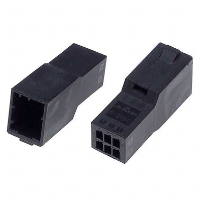 6 Rectangular Connectors - Housings Plug Black 0.098