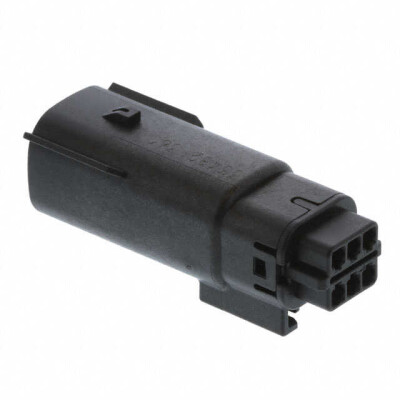 6 Rectangular Connectors - Housings Plug Black 0.138