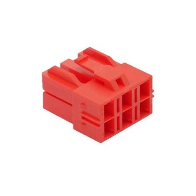 6 Rectangular Connectors - Housings Receptacle Red 0.256