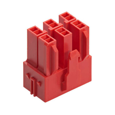 6 Rectangular Connectors - Housings Receptacle Red 0.256