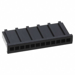 12 Rectangular Connectors - Housings Receptacle Black 0.100