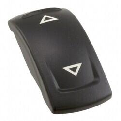 Rectangular, Convex (Domed) Rocker Switch Cap Black Snap Fit - 1