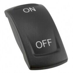 Rectangular, Convex (Domed) Rocker Switch Cap Black Snap Fit - 1