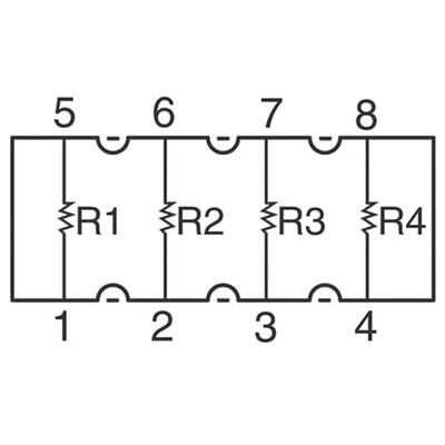 33 Ohm ±1% 62.5mW Power Per Element Isolated 4 Resistor Network/Array ±200ppm/°C 0804, Convex, Long Side Terminals - 4