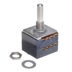 100k Ohm 2 Gang Logarithmic Panel Mount Potentiometer 1.0 Turns 0.05W, 1/20W PC Pins - Alps Alpine