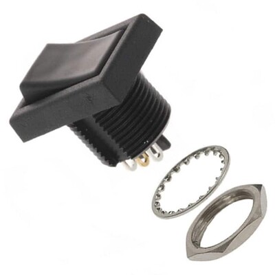 Rocker Switch SPDT 3A (AC) 125 V Panel Mount, Threaded Body with Nut - 1