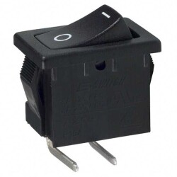 Rocker Switch SPST 15A (AC) 125 V Panel Mount, Snap-In, Right Angle - E-Switch