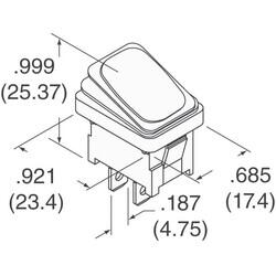 Rocker Switch SPST 16A (AC), 10A (DC) 125 V Panel Mount, Snap-In - 2