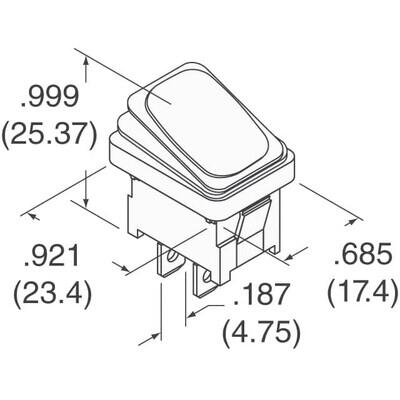 Rocker Switch SPST 16A (AC), 10A (DC) 125 V Panel Mount, Snap-In - 2