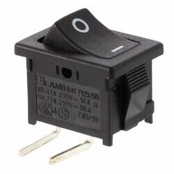 Rocker Switch SPST 16A (AC) 125 V Panel Mount, Snap-In, Right Angle - 1