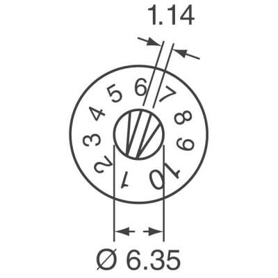 Rotary Switch 10 Position SP10T, Adjacent Contact 5A (AC), 500mA (DC) 125 VAC Through Hole - 2