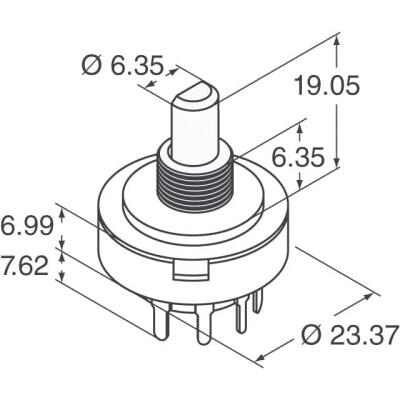 Rotary Switch 10 Position SP10T, Adjacent Contact 5A (AC), 500mA (DC) 125 VAC Through Hole - 4