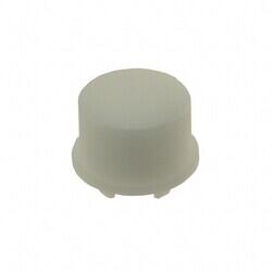 Round, Convex (Domed) Tactile Switch Cap White, Frosted Snap Fit - 1