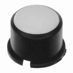 Round Tactile Switch Cap Black, Frosted White Lens Snap Fit - 1
