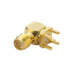 RP-SMA Connector Jack, Male Pin 50Ohm Through Hole, Right Angle Solder - 1