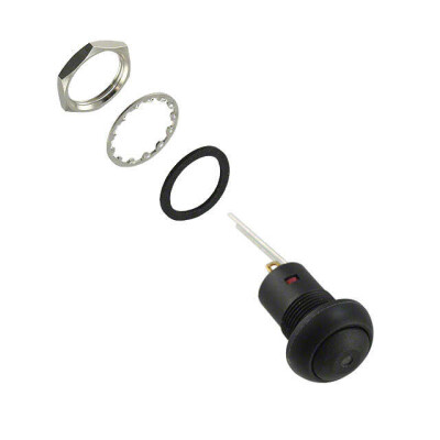 Pushbutton Switch SPST Standard Panel Mount, Front - 1