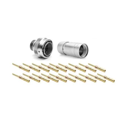 19 Position Circular Connector Plug, Male Pins Crimp - 1