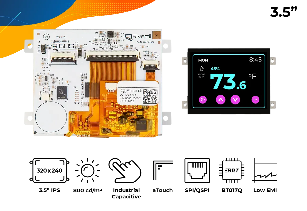 RVT35HHBFWCA0 - 3.5” IPS 320x240 BT817Q  aTouch air bonding - 2