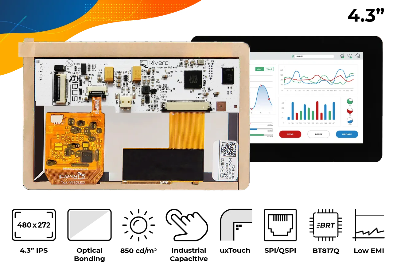 4.3” IPS 480x272 BT817Q  uxTouch optical bonding - 1