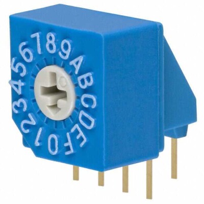 Dip Switch Hexadecimal Complement 16 Position Through Hole, Right Angle Rotary for Tool Actuator 100mA 5VDC - 1