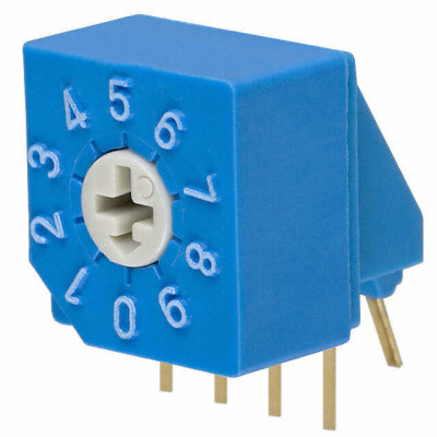 Dip Switch BCD 10 Position Through Hole, Right Angle Rotary for Tool Actuator 100mA 5VDC - 1