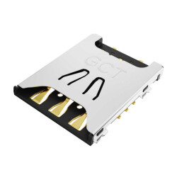 6 Position Card Connector NANO SIM Surface Mount, Right Angle Gold - GCT
