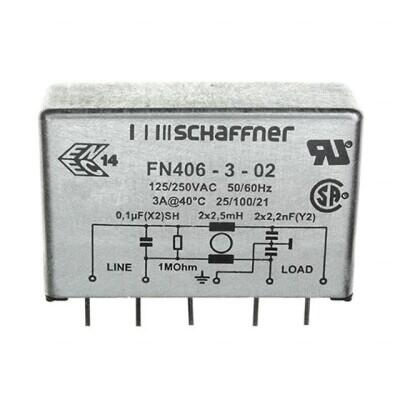 Single Phase EMC/EMI Line Filter 3 A 250VAC DC ~ 400Hz Single Stage PC Pins - 1
