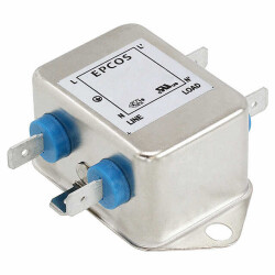 Single Phase EMC/EMI Line Filter 10 A 250V 250V 50/60Hz Single Stage Quick Connect - EPCOS - TDK Electronics