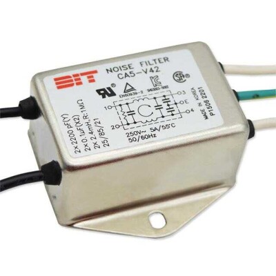 Single Phase EMC/EMI Line Filter 1.5 A 250VAC 50 ~ 60Hz Single Stage Wire Leads - 1