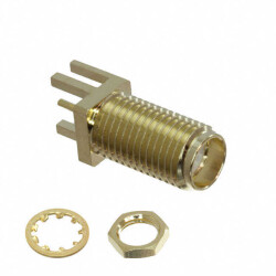 SMA Connector Jack, Female Socket 50 Ohms Board Edge, End Launch; Through Hole, Right Angle Solder - 1