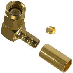 SMA Connector Plug, Male Pin 50 Ohms Free Hanging (In-Line), Right Angle Solder - Amphenol RF