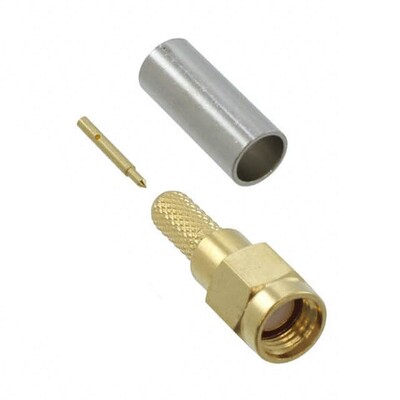SMA Connector Plug, Male Pin 50Ohm Free Hanging (In-Line) Crimp or Solder - 1