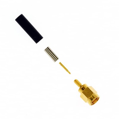 SMA Connector Plug, Male Pin 50Ohm Free Hanging (In-Line) Solder - 1